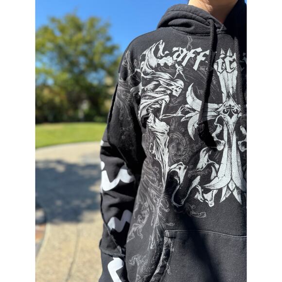 Affliction Jump Upcycled Black Hoodie Size S-M | SAME DAY SHIP | NEXT DAY SHIP - Picture 9 of 13